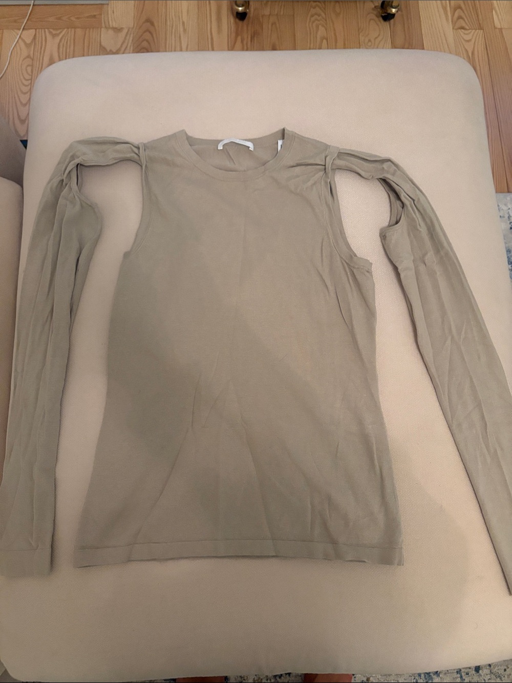 Sleeveless Layered Long-Sleeve Top — Taupe